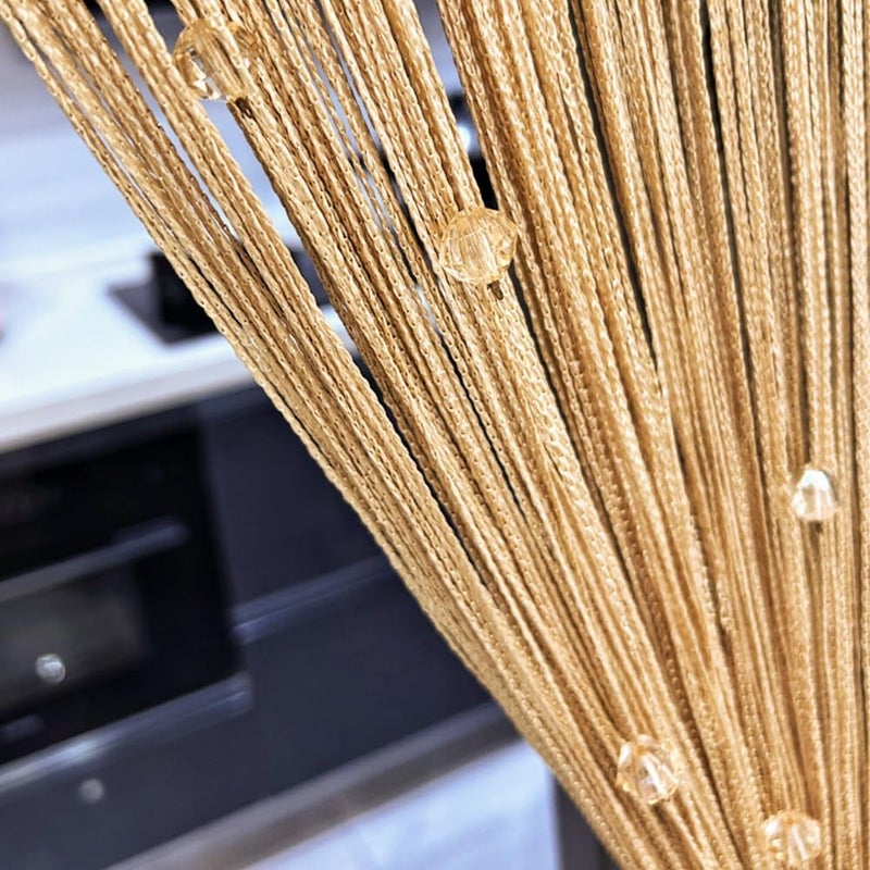 Eve Split Decorative Door String Curtain Wall Panel Fringe Window Room Divider Blind for Wedding Coffee House Restaurant Parts Crystal Tassel Screen Home Decoration (Champagne002) - Image 2